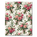 Romantic Pink Rose Garden Bouquet Rug