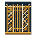 Golden Lattice Geometric Wood Grid Rug