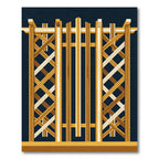 Golden Lattice Geometric Wood Grid Rug