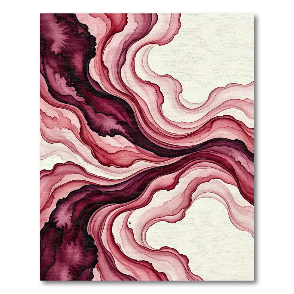 Crimson Flowing Abstract Watercolor Rug