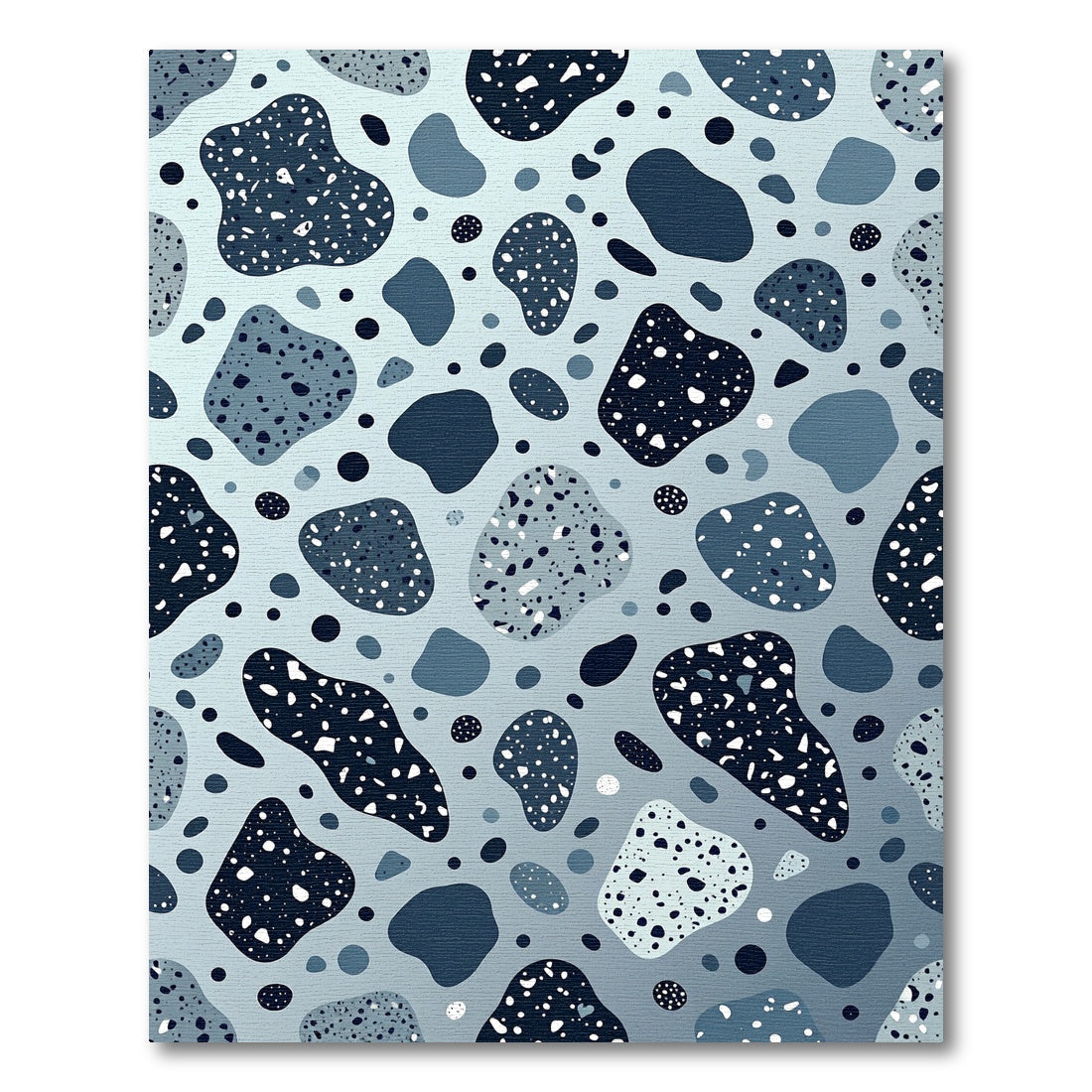 Modern Blue Terrazzo Speckled Abstract Rug