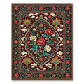 Deep Red Floral Medallion Art Rug