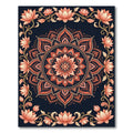 Midnight Peach Lotus Mandala Art Rug
