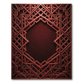Rich Crimson Intricate Geometric Frame Rug