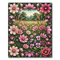 Pink Garden Floral Meadow Scape Rug