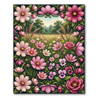 Pink Garden Floral Meadow Scape Rug