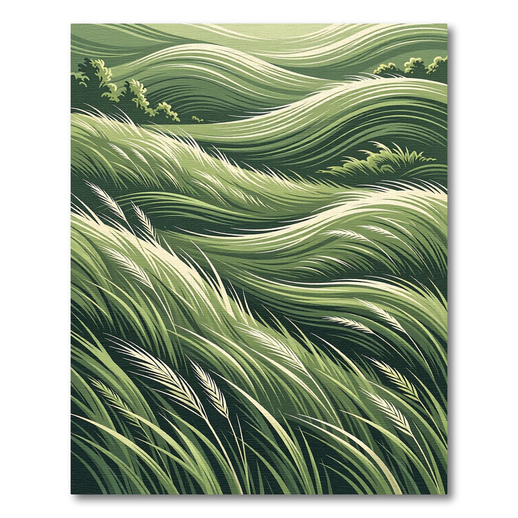 Lush Emerald Wheat Field Swirls Rug