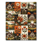 Rustic Autumn Cottage Floral Patchwork Rug