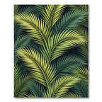 Vibrant Green Palm Fronds Botanical Rug