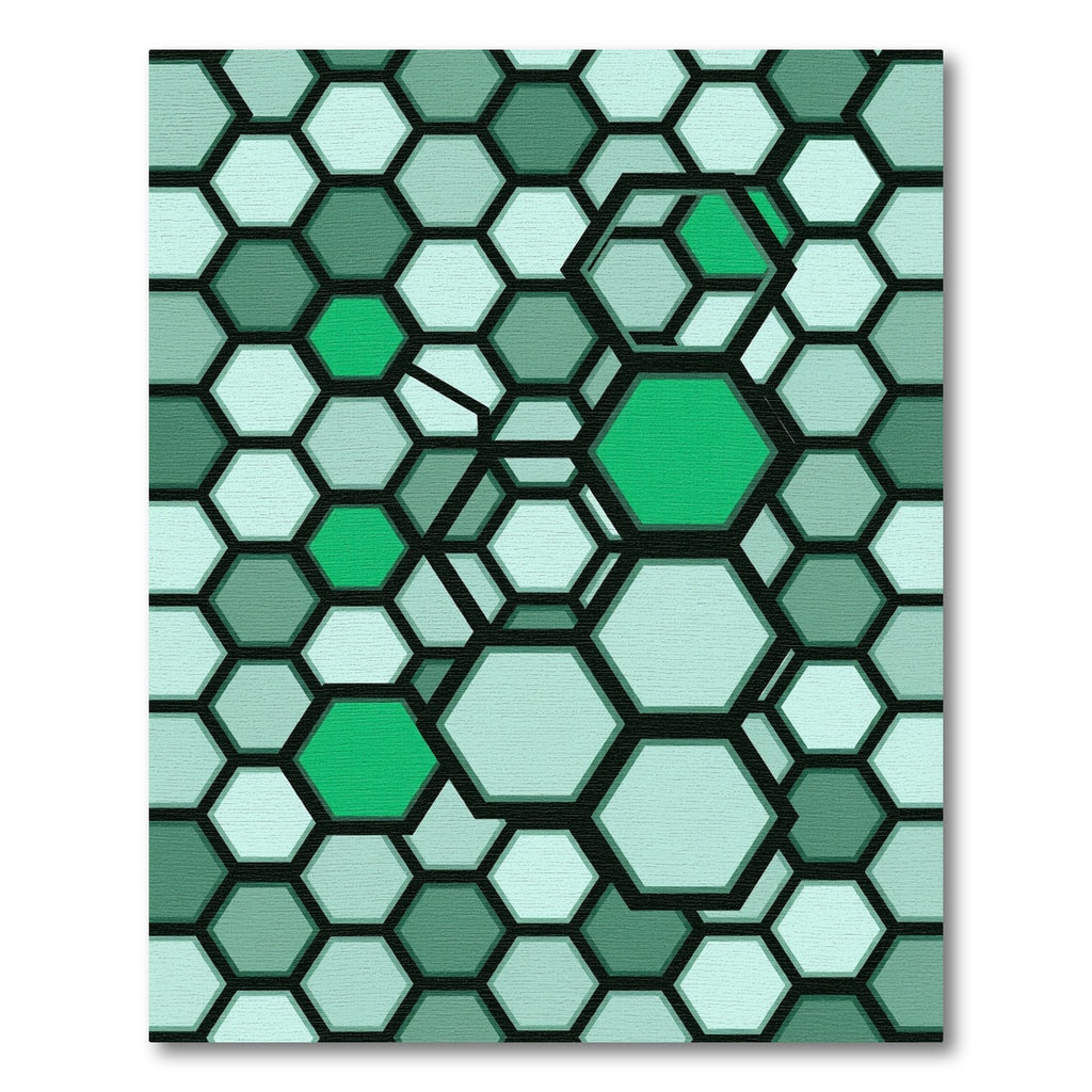Modern Sage Geometric Hexagon Mosaic Rug