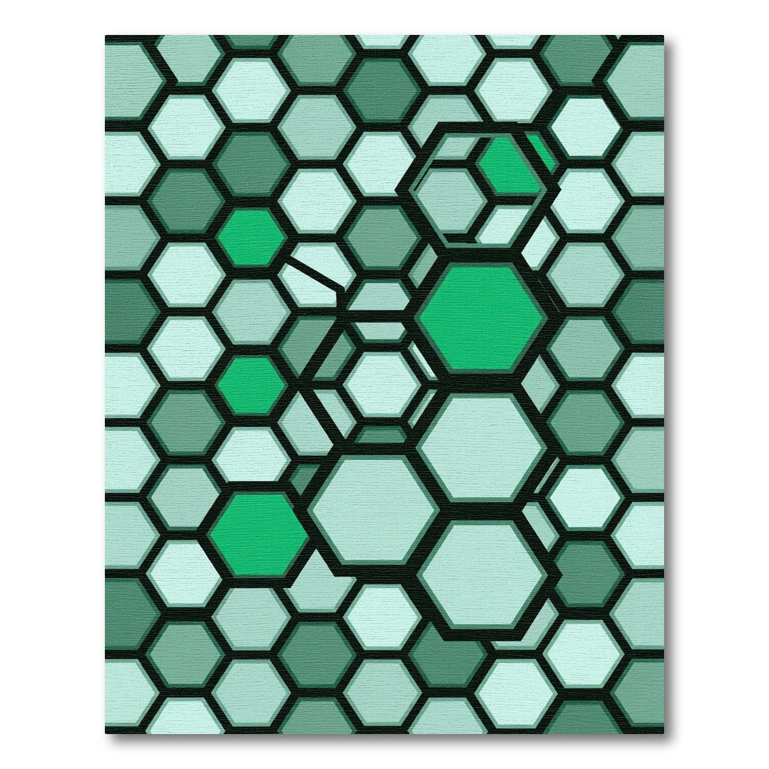 Modern Sage Geometric Hexagon Mosaic Rug