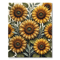 Lush Golden Sunflower Botanical Illustration Rug