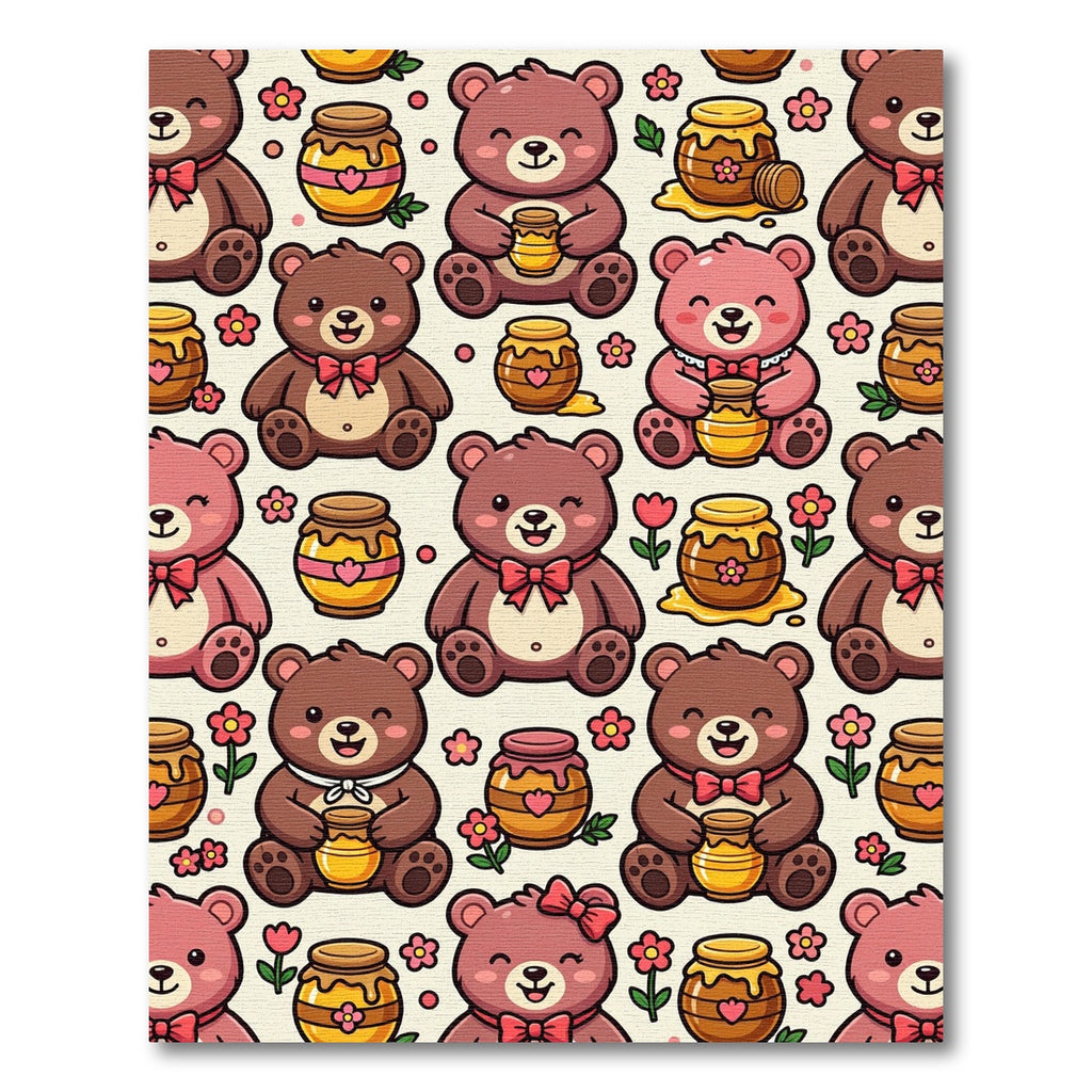 Cheerful Teddy Bear and Honey Pot Rug