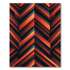 Modern Crimson Black Geometric Chevron Rug