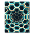 Geometric Cyan Hexagonal Tunnel Abyss Rug