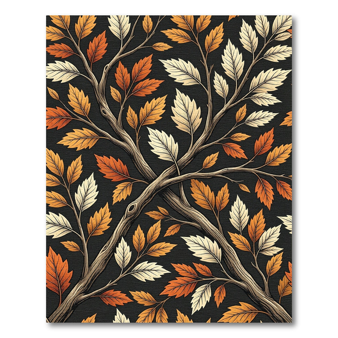 Autumnal Amber Leaf Interlacing Branch Rug
