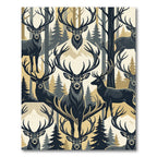 Majestic Forest Stag Cream Gold Rug