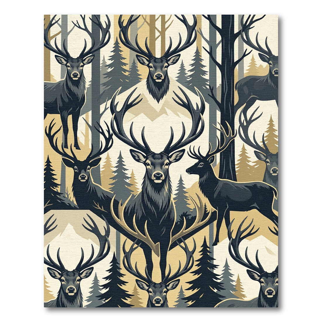 Majestic Forest Stag Cream Gold Rug