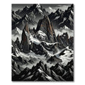 Dramatic Gray Mountain Peaks Rug