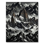 Dramatic Gray Mountain Peaks Rug