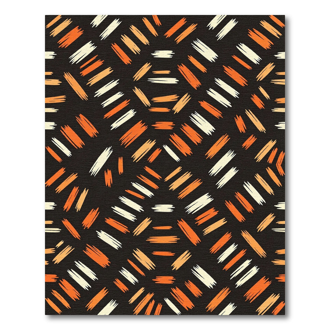 Orange White Brush Stroke Medallion Rug