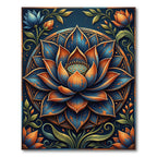 Artisanal Navy and Bronze Lotus Medallion Rug