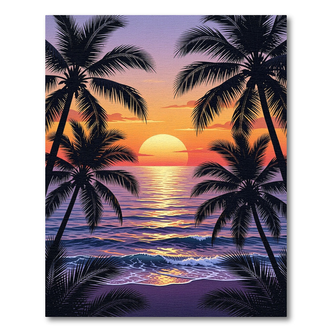 Tropical Sunset Palms Ocean Horizon Rug