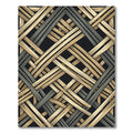 Interlocking Gold and Charcoal Geometric Lines Rug
