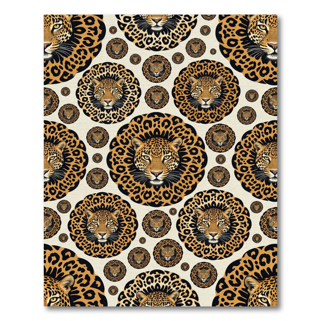 Golden Leopard Spotted Medallion Art Rug