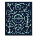 Classic Nautical Anchors Steering Wheels Chains Rug