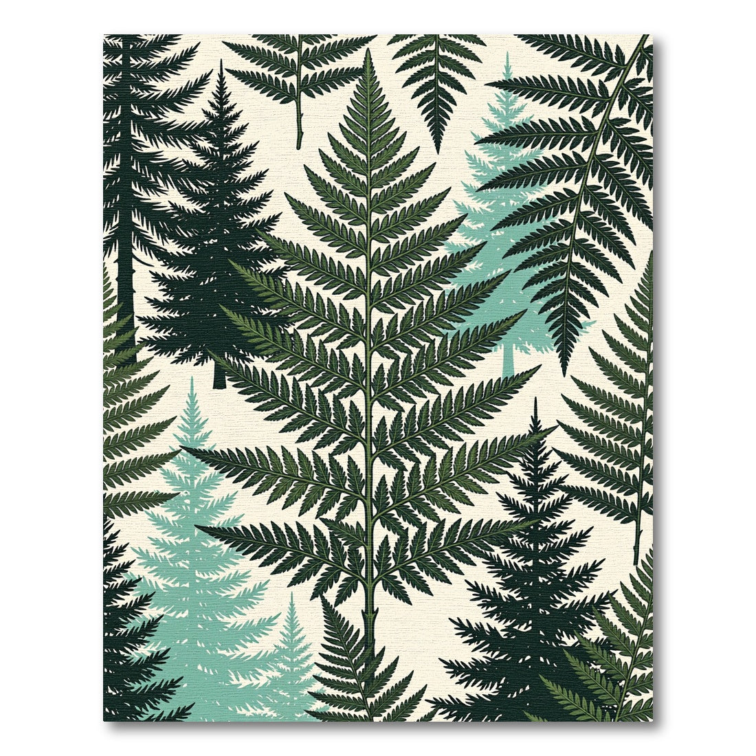 Lush Forest Fern Evergreen Botanical Rug
