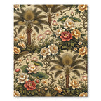 Tropical Floral Palm Tree Garden Rug