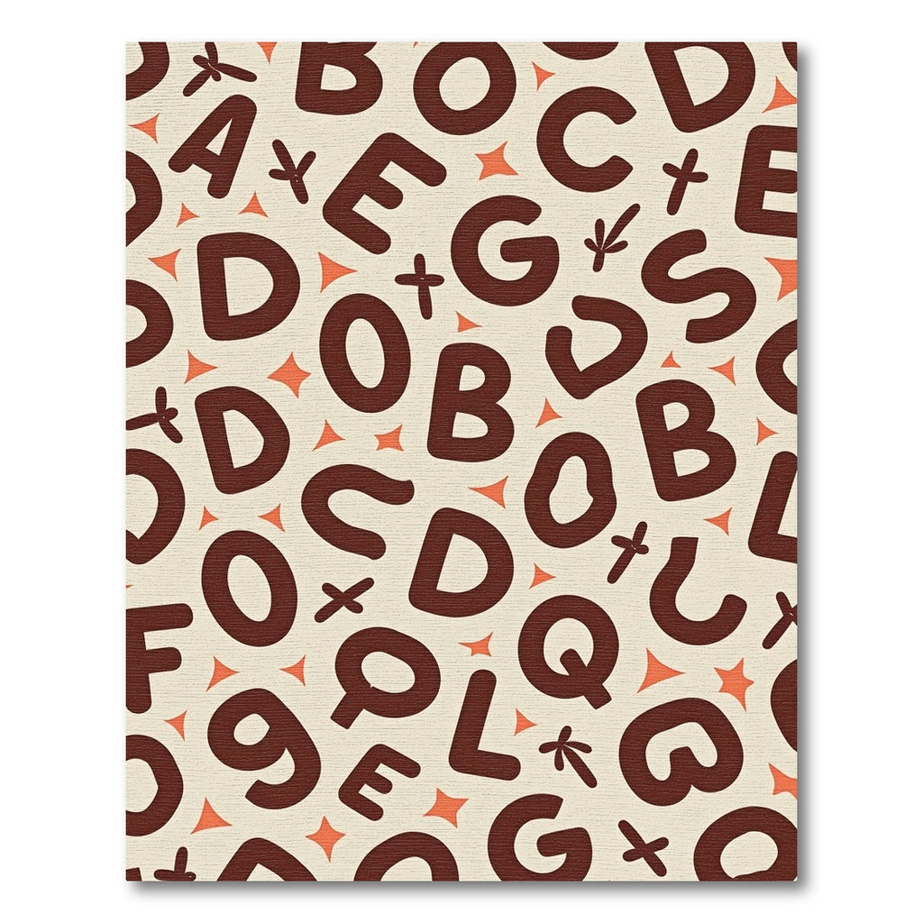 Brown Alphabet Scatter Cream Rug
