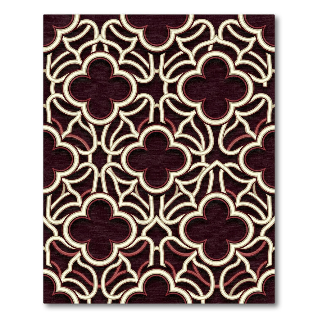 Crimson Quatrefoil Lattice Overlay Rug