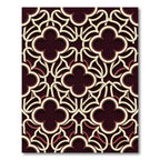 Crimson Quatrefoil Lattice Overlay Rug