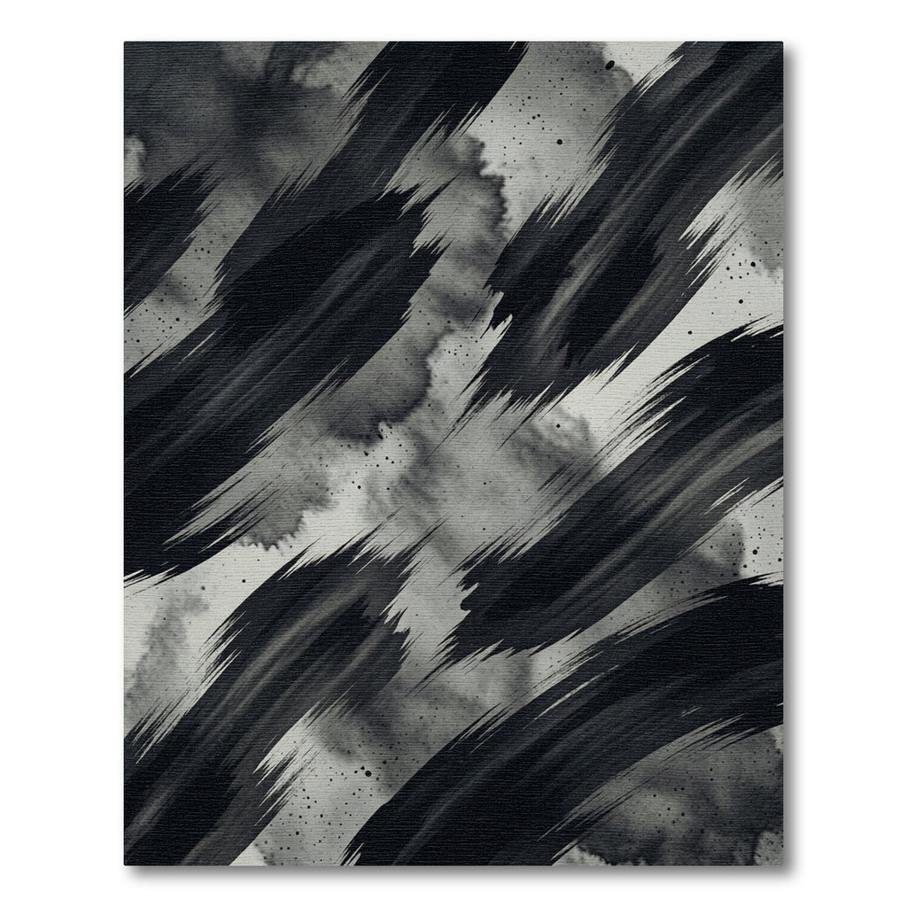Monochrome Abstract Ink Stroke Rug