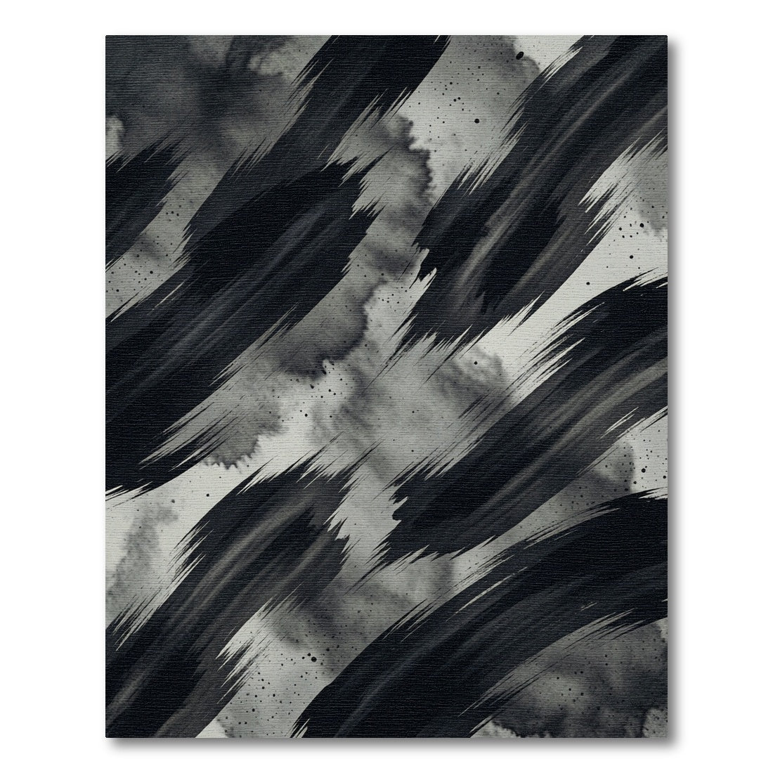Monochrome Abstract Ink Stroke Rug