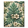 Vintage Sage Leaf and White Blossom Rug