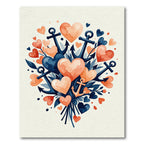 Navy Coral Hearts Anchor Composition Rug
