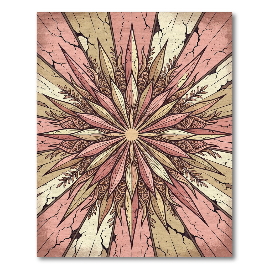 Retro Sunburst Floral Medallion Rug
