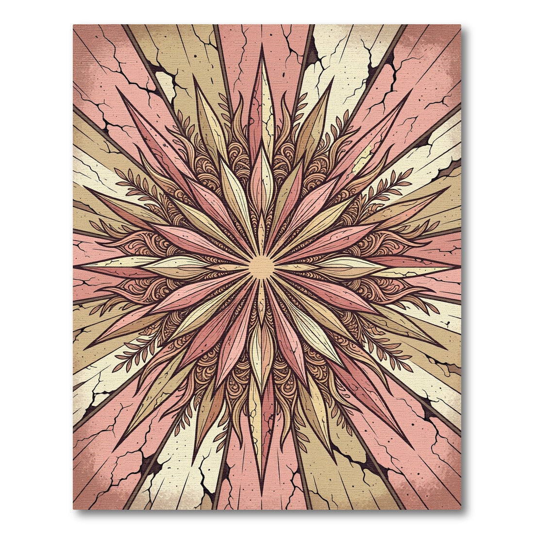 Retro Sunburst Floral Medallion Rug