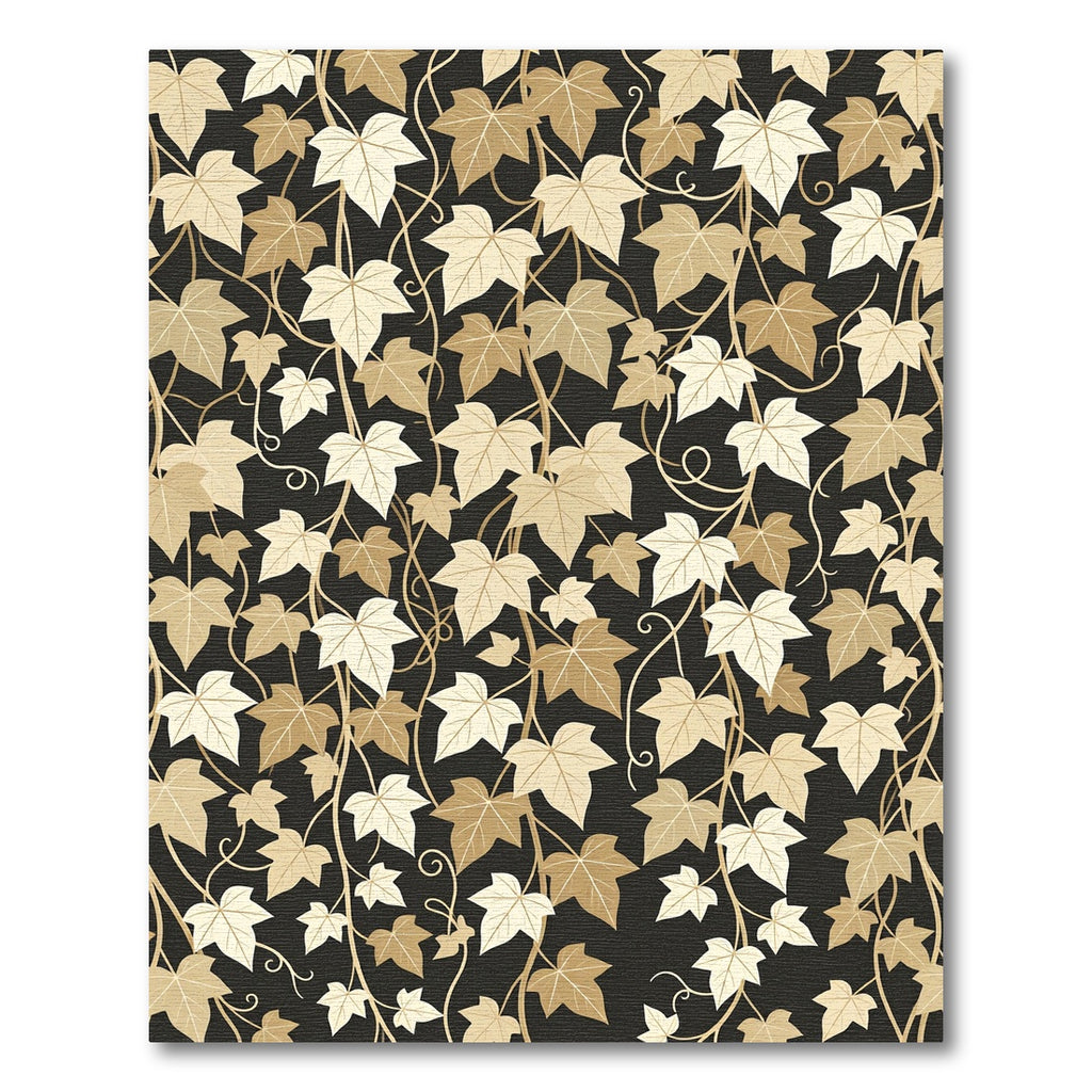 Golden Brown Ivy Vine Textured Rug