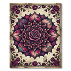 Gothic Magenta Rose Mandala Art Rug
