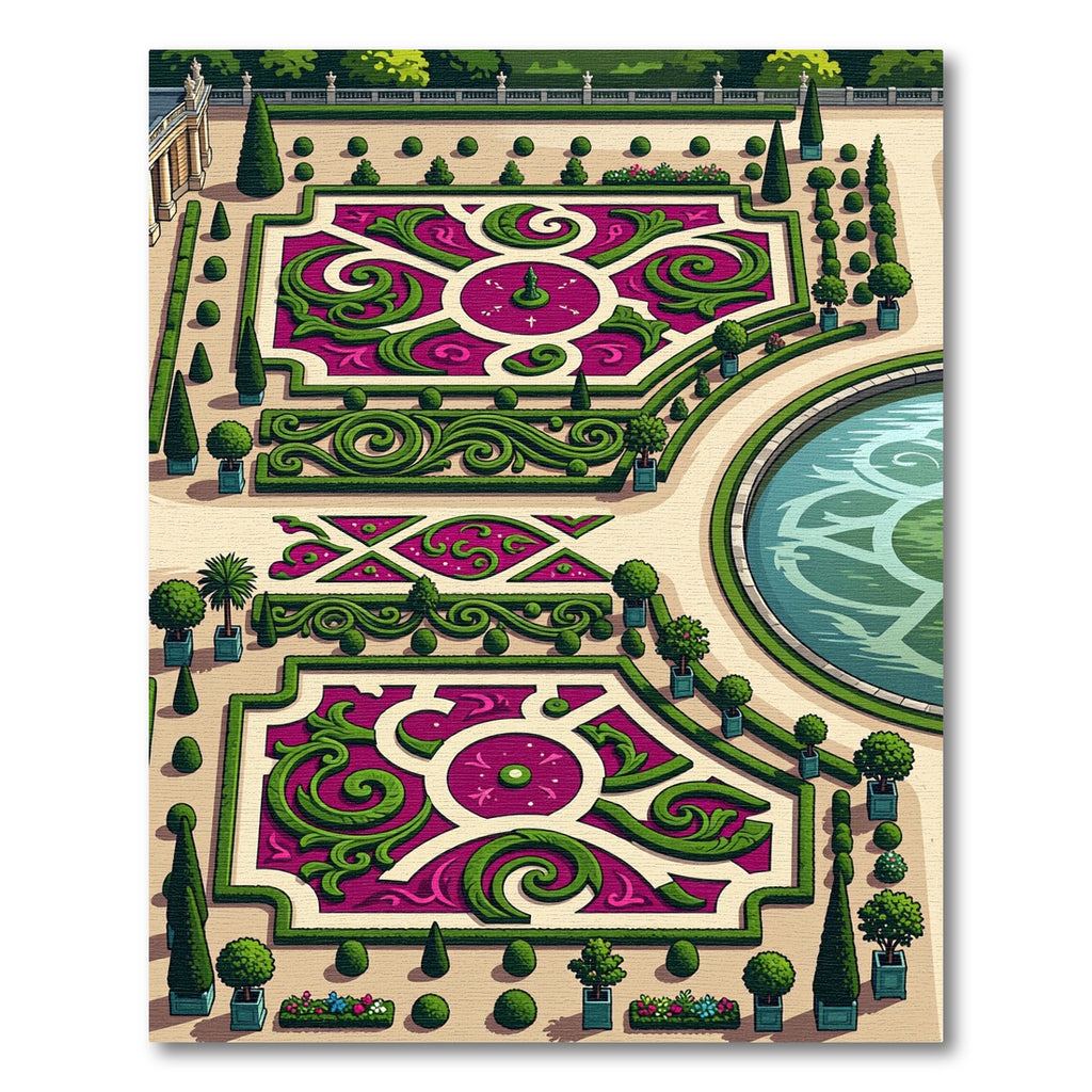 Formal Garden Scrollwork Magenta Geometric Rug