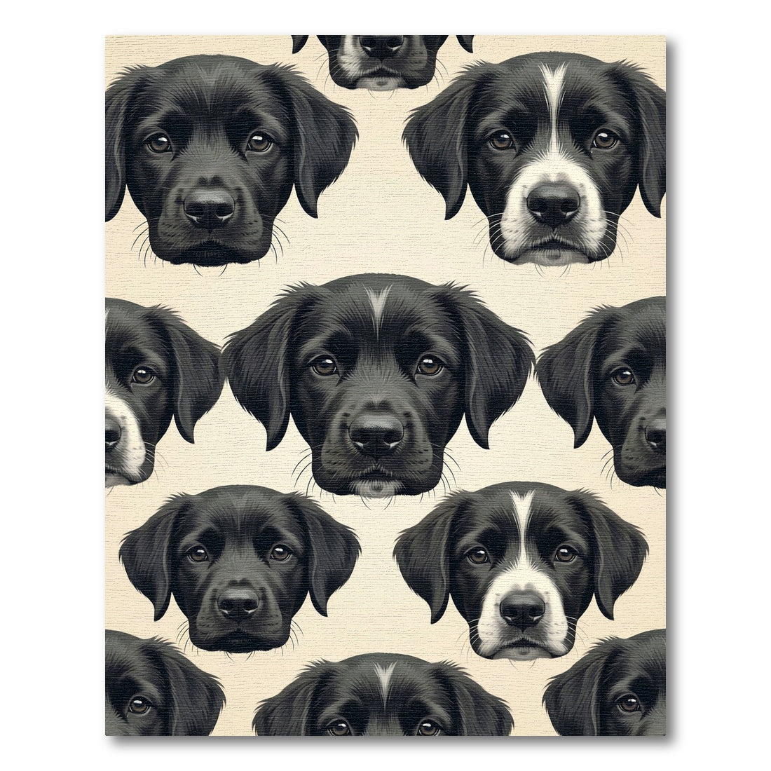 Black Labrador Portrait Cream Wallpaper Rug