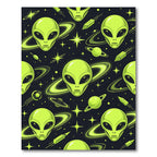 Neon Green Alien Planet Space Art Rug