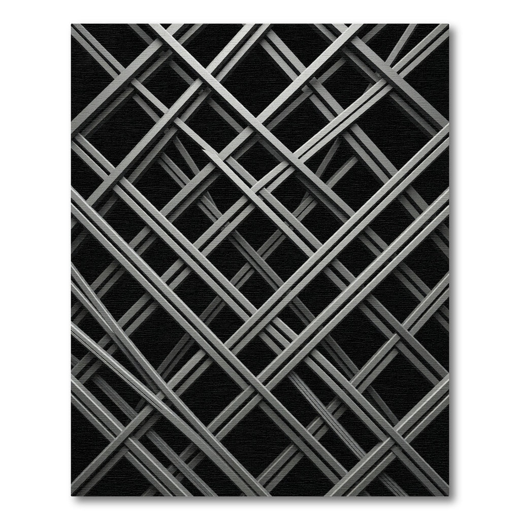 Monochrome Industrial Crossed Grid Rug