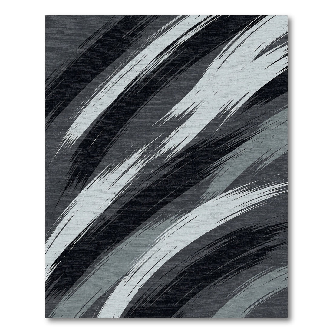 Modern Monochromatic Gray Abstract Brushstroke Rug