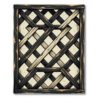 Dark Wood Geometric Lattice Grid Rug