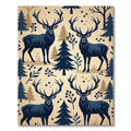 Midnight Forest Stag Cream Nordic Rug